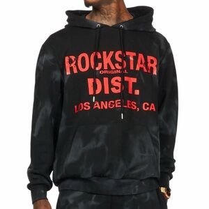 ROCKSTAR ORIGINAL - Nelly Black/Red Hoodie Stacked Flare Track Set Small